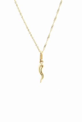 Yellow Gold Chain With Gold Cornicello Best Deal Today