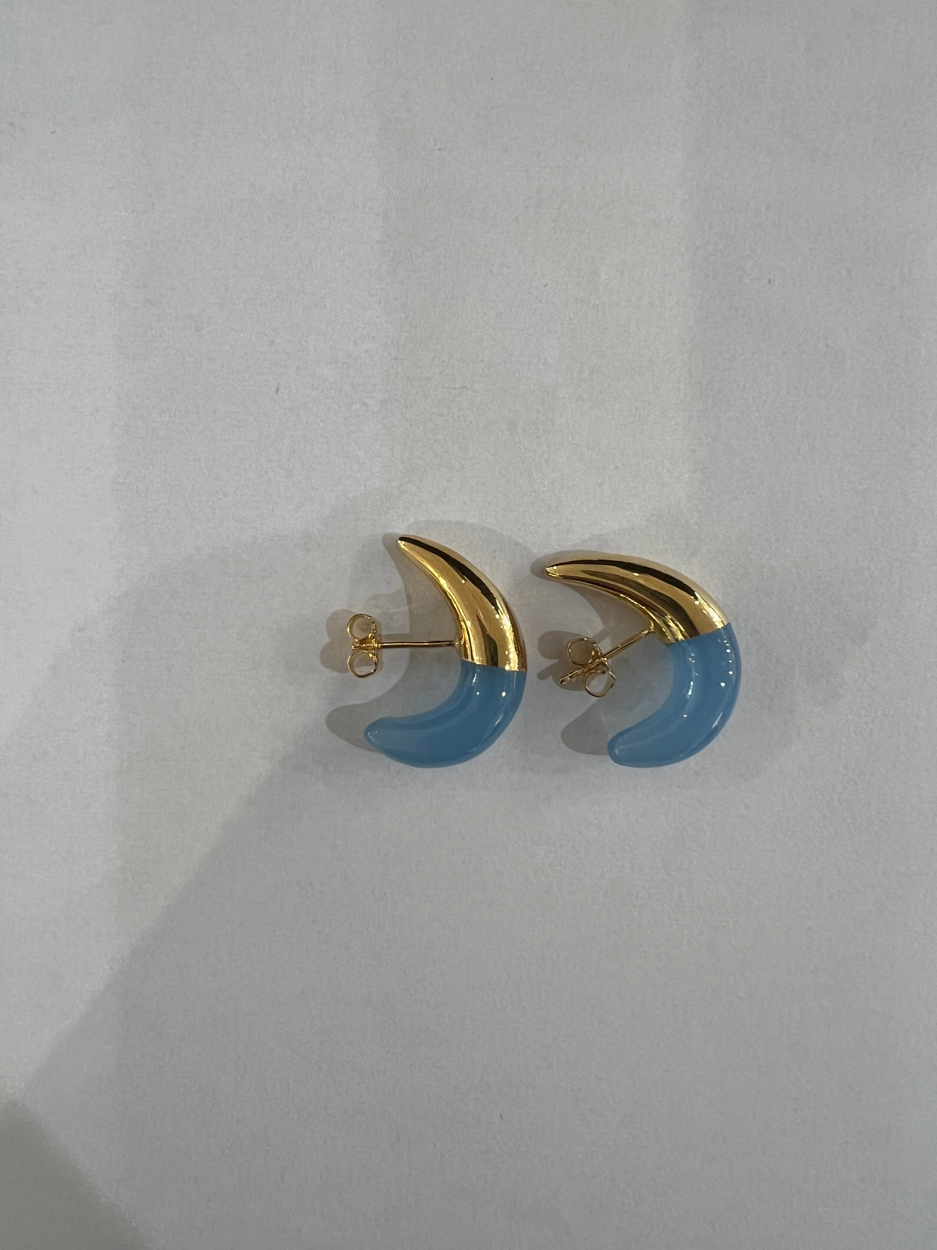 Crescent Moon Blue Stud Earrings Dont Miss This Offer Trending Today Steal