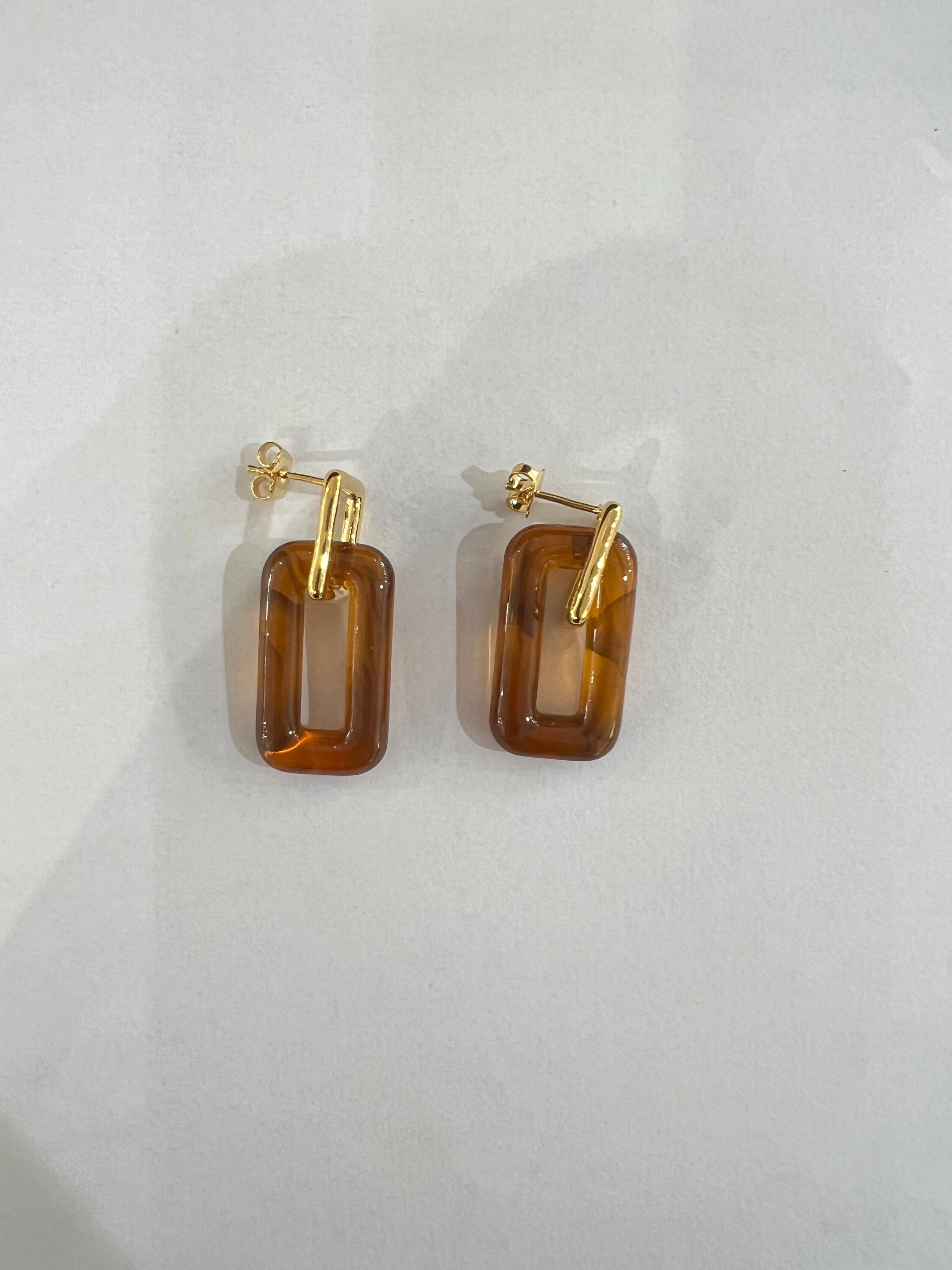 Double Rectangle Tortoise Shell Drop Earrings Hot Offer Ending Soon Mega Hot Offer
