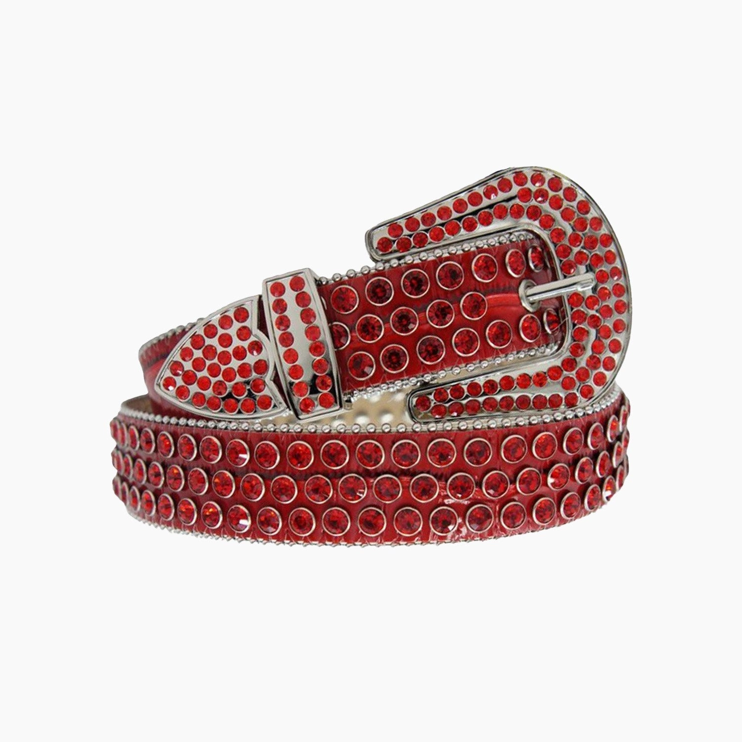 Dna Belt - Red Leather With Red And Silver Stones Grab Your Savings Surprise Offer Now