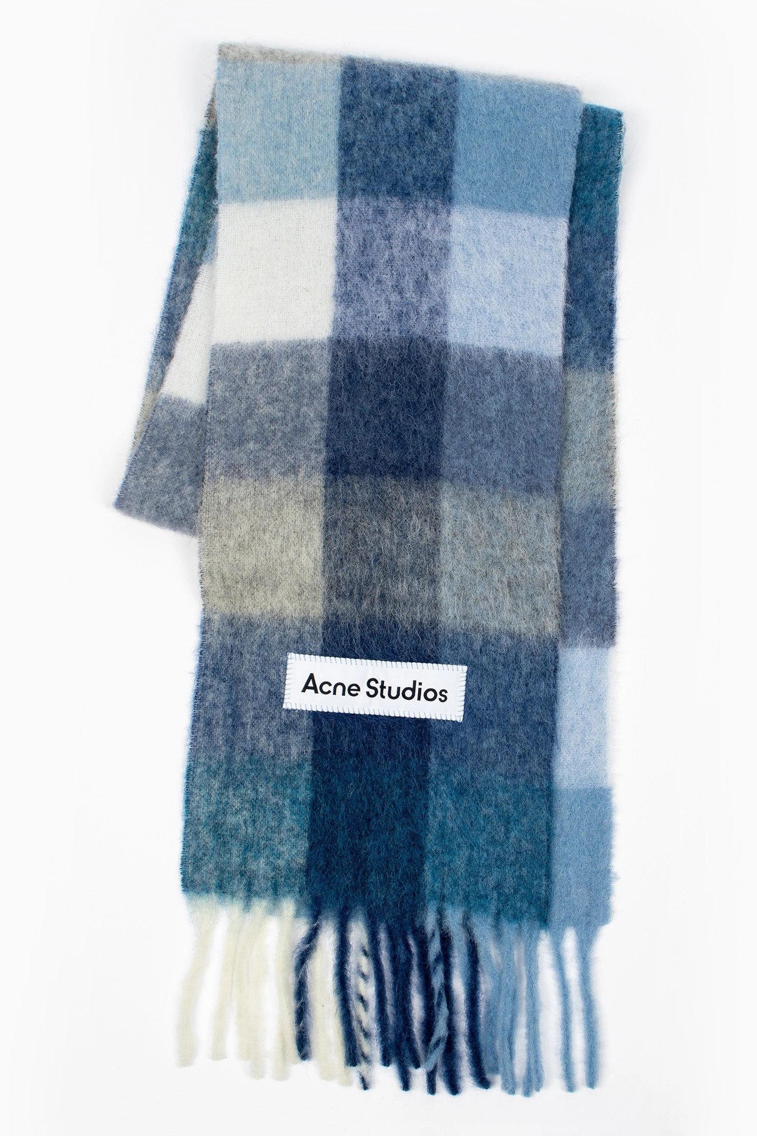 Best Seller Deal Best Deal Online Checked Mohair Scarf Indigo/Grey/Light Blue