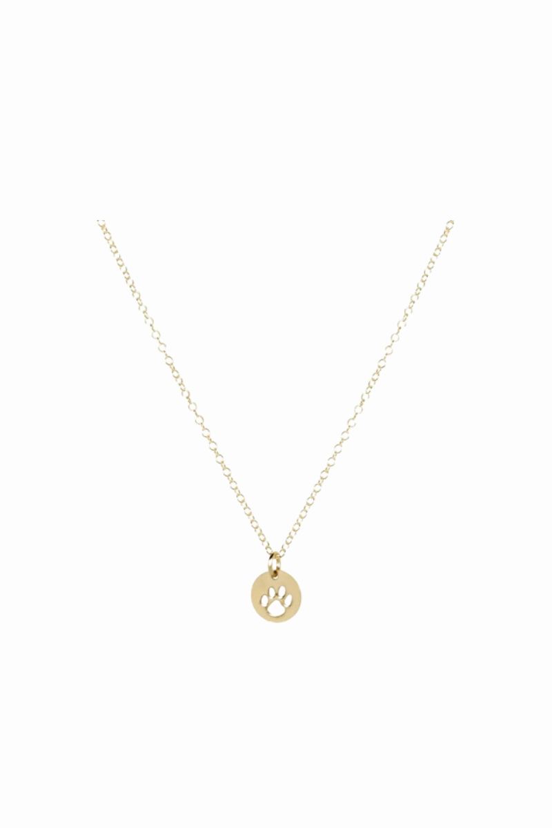 16" Necklace Gold - Paw Print Small Gold Disc Big Savings Today Big Price Drop