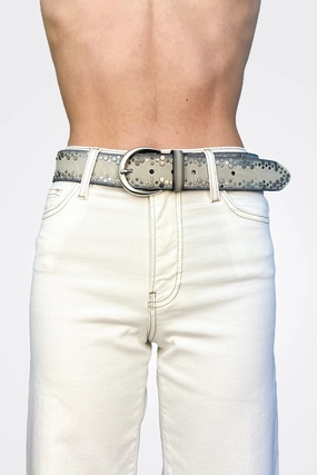Border Studded Belt - Grey Shop Now & Save Mega Discount Event
