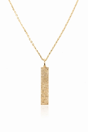 Vertical Pav Diamond Bar Necklace In Yellow Gold Last Chance Offer