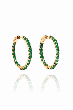 Shop Smart & Save Columbian Emerald Hoop Earrings In 18K Yellow Gold
