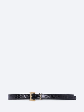 Leather Croc Embossed Cassandre Thin Belt Save More Online