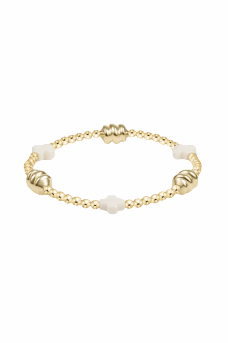 Last Chance Offer Shop the Savings Now Signature Cross Admire Gold Pattern 3Mm Bead Bracelet - Off White