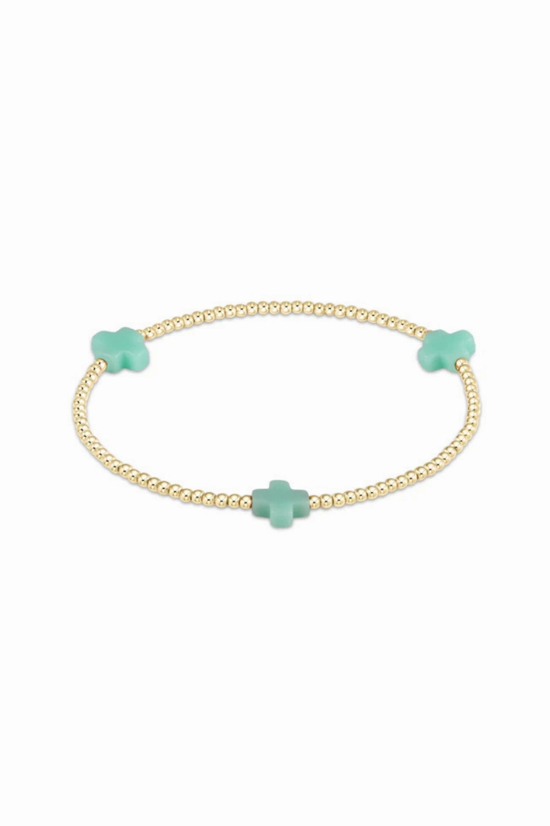 Signature Cross Gold Pattern 2Mm Bead Bracelet - Mint Grab It Before Gone
