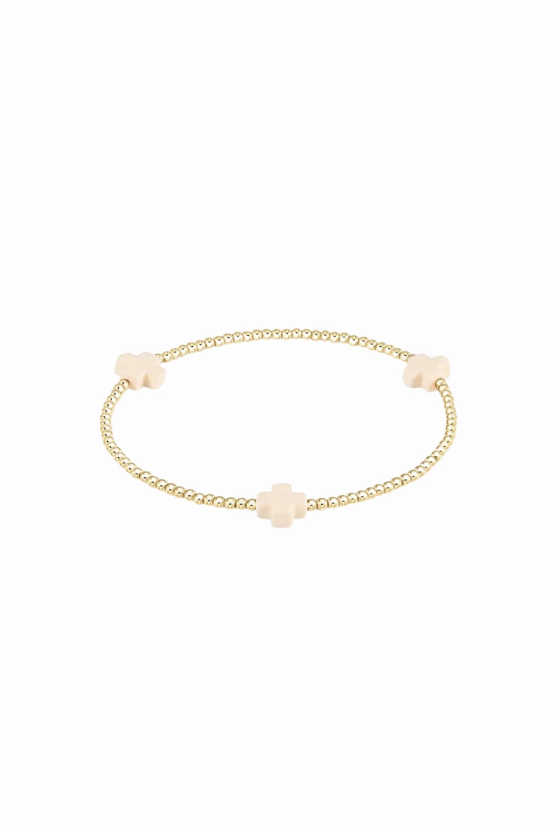 Must-Have Gift Ideas Signature Cross Gold Pattern 2Mm Bead Bracelet - Off White