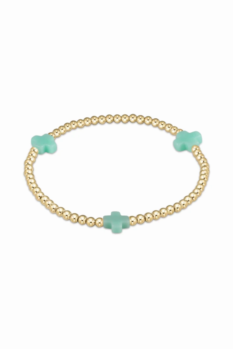 Signature Cross Gold Pattern 3Mm Bead Bracelet - Mint Limited Stock Hot Deal