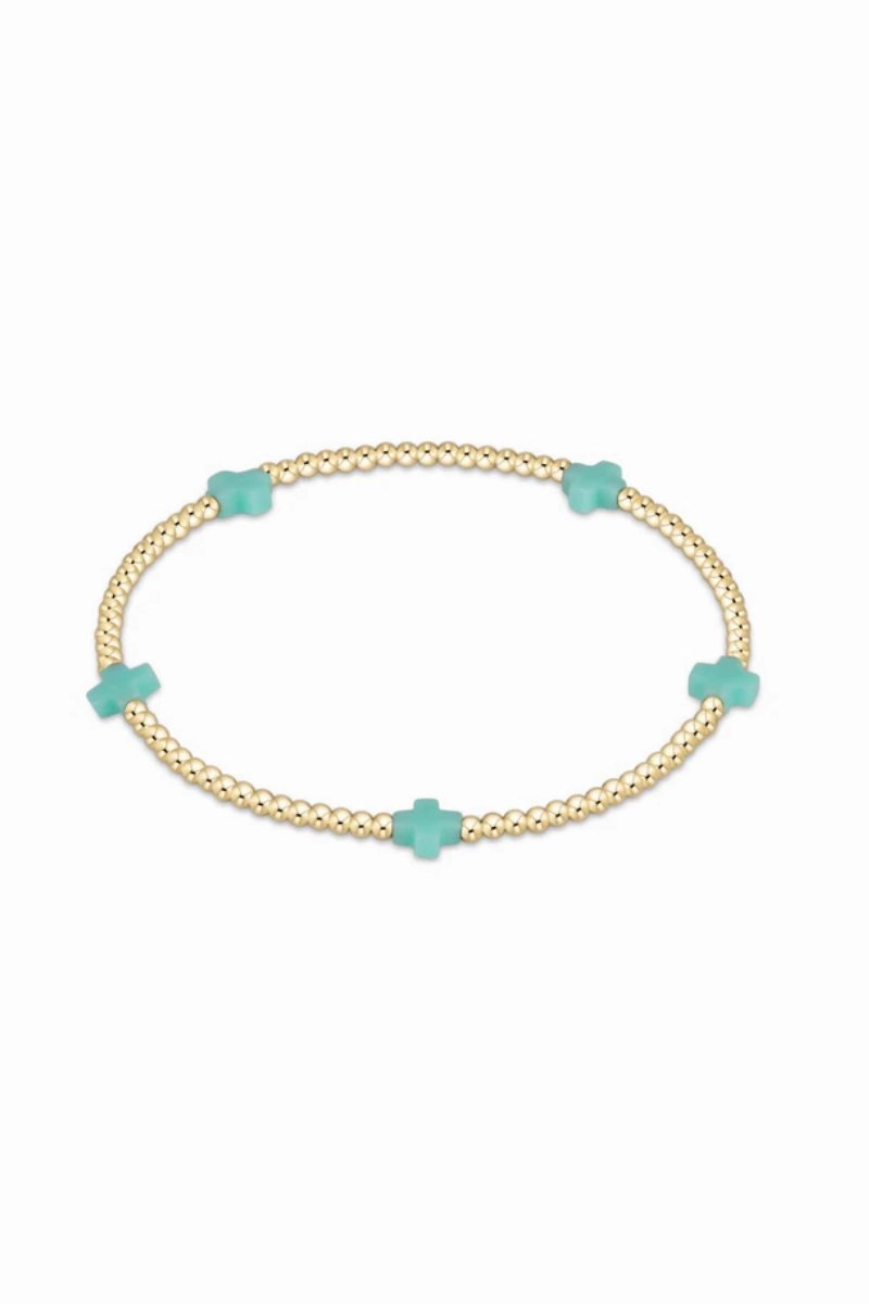 Signature Cross Small Gold Pattern 2Mm Bead Bracelet - Mint Hot Item Clearance Todays Best Deal