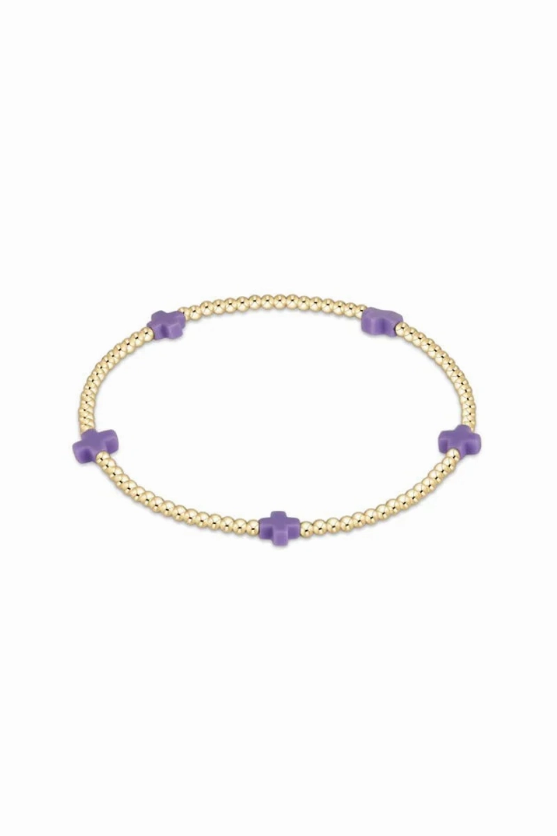 Clearance Sale Signature Cross Small Gold Pattern 2Mm Bead Bracelet - Purple