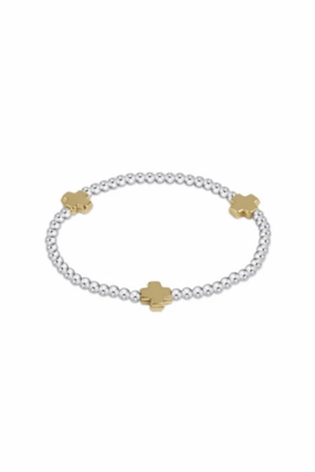 Signature Cross Sterling Mixed Metal Pattern 3Mm Bead Bracelet - Gold Today Only Discount