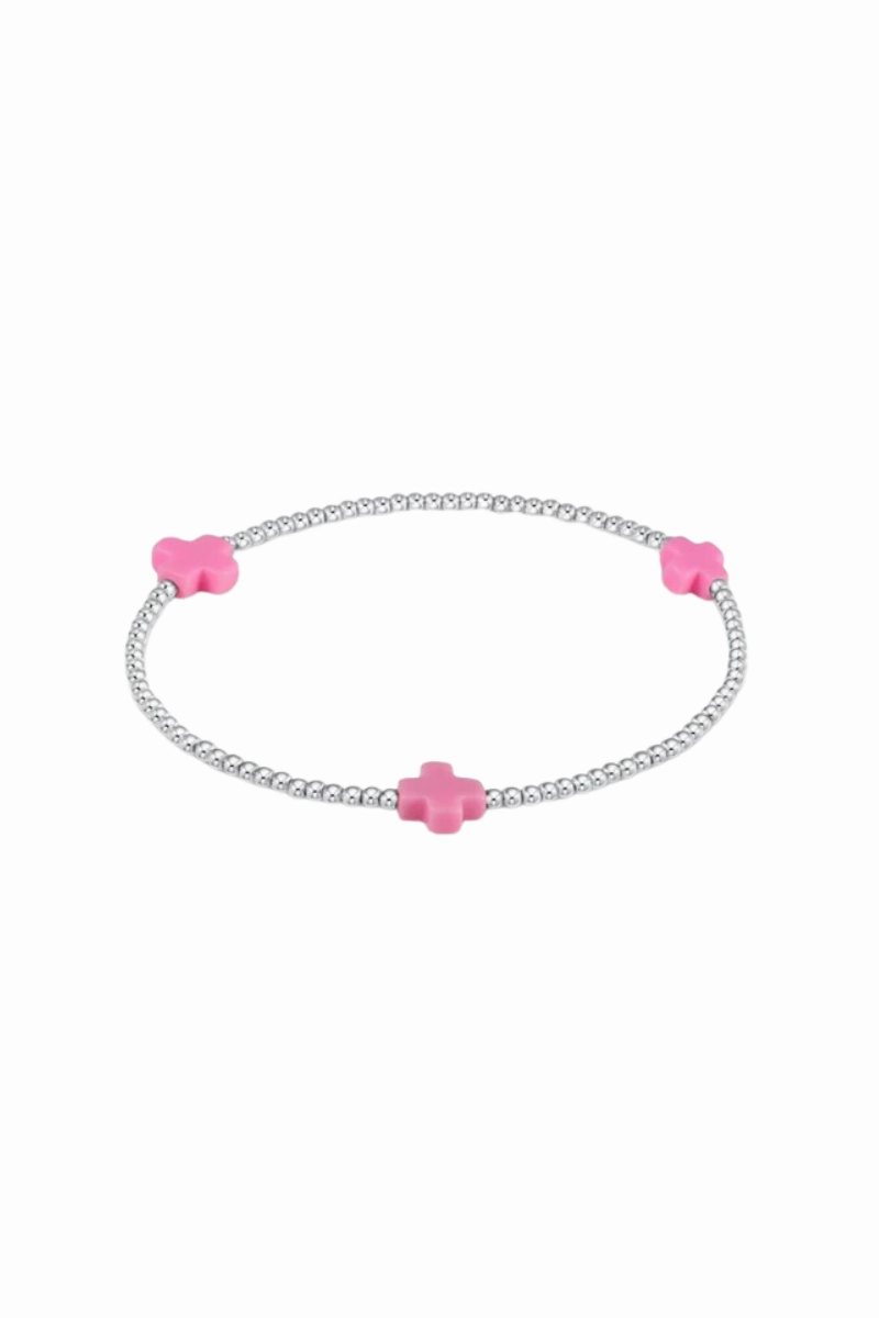 Signature Cross Sterling Pattern 2Mm Bead Bracelet - Bright Pink Special Online Offer