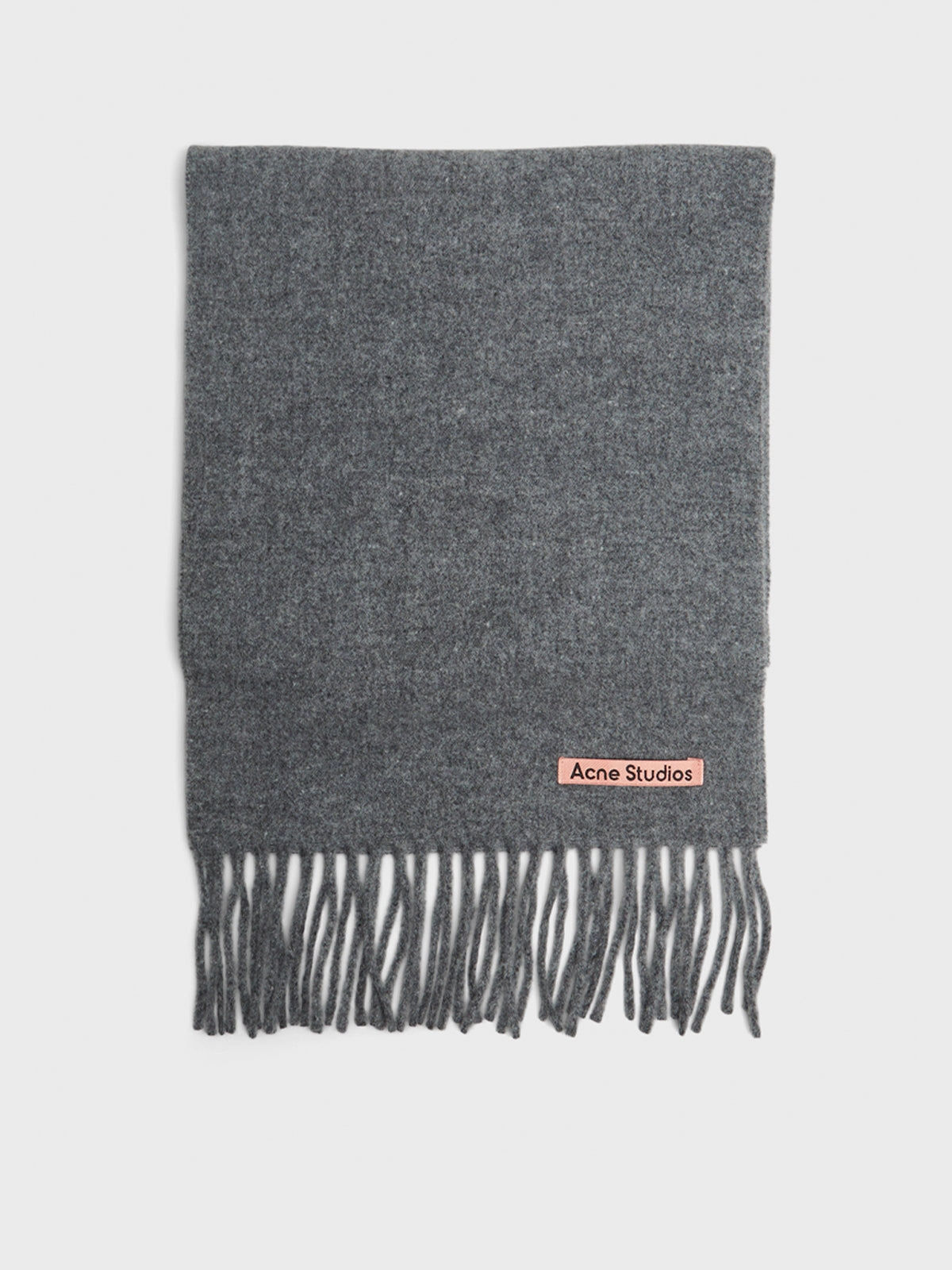 Dont Miss These Savings Skinny Fringe Wool Scarf In Grey Melange