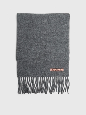 Dont Miss These Savings Skinny Fringe Wool Scarf In Grey Melange
