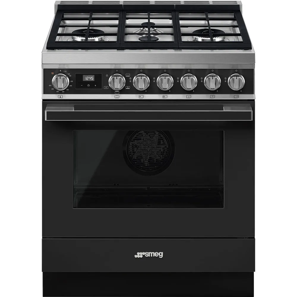 SMEG PORTOFINO 30" Gas Range - Matte Black - CPF30UGGAN