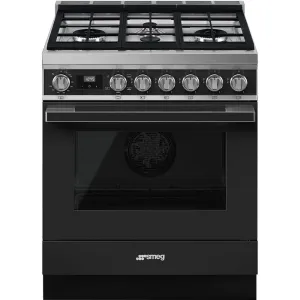 SMEG PORTOFINO 30" Gas Range - Matte Black - CPF30UGGAN