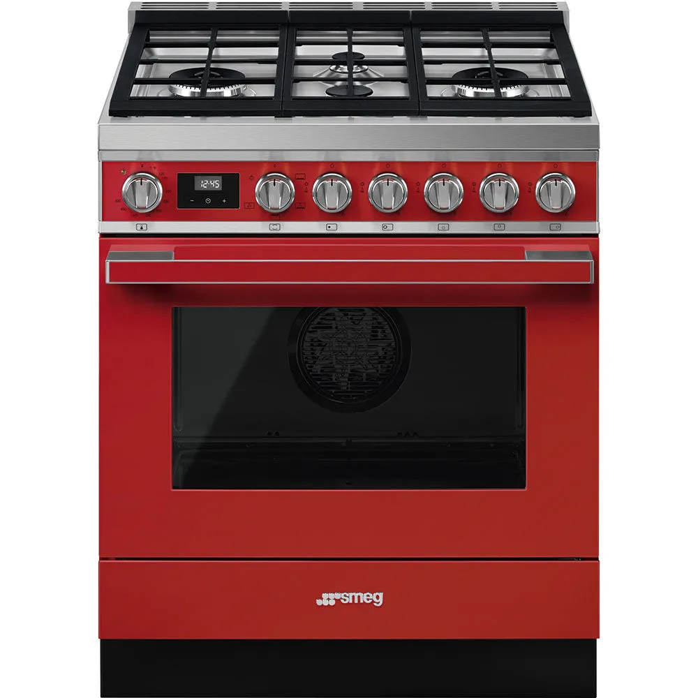 SMEG PORTOFINO 30" Gas Range - Red - CPF30UGGR