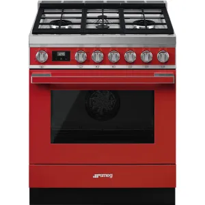 SMEG PORTOFINO 30" Gas Range - Red - CPF30UGGR