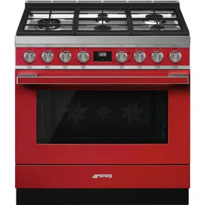 SMEG PORTOFINO 36" Gas Range - Red - CPF36UGGR