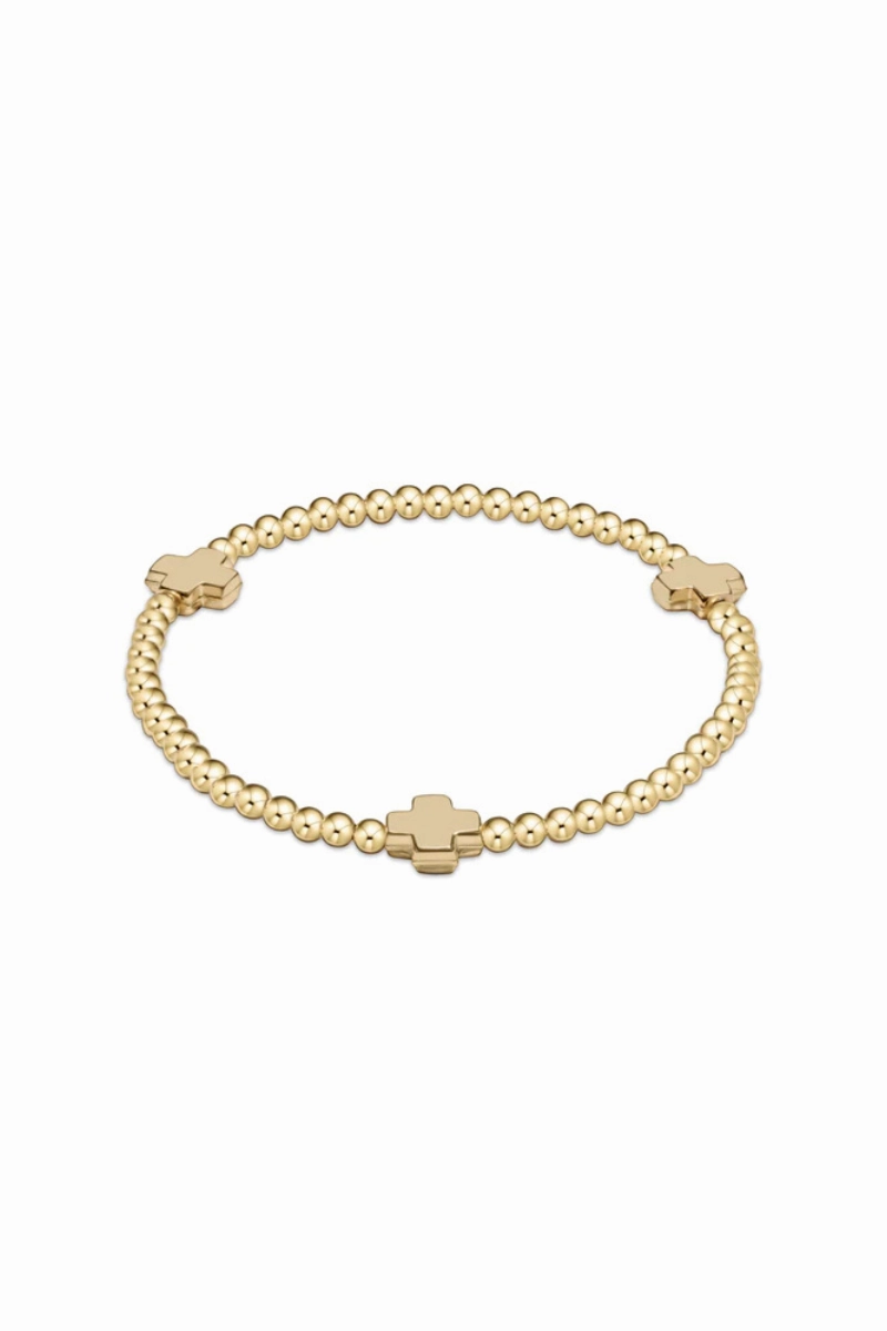 Special Price Offer Signature Cross Gold Pattern 3Mm Bead Bracelet - Gold