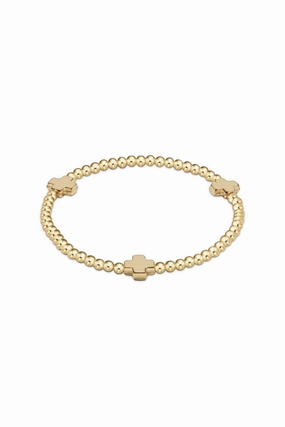 Special Price Offer Signature Cross Gold Pattern 3Mm Bead Bracelet - Gold