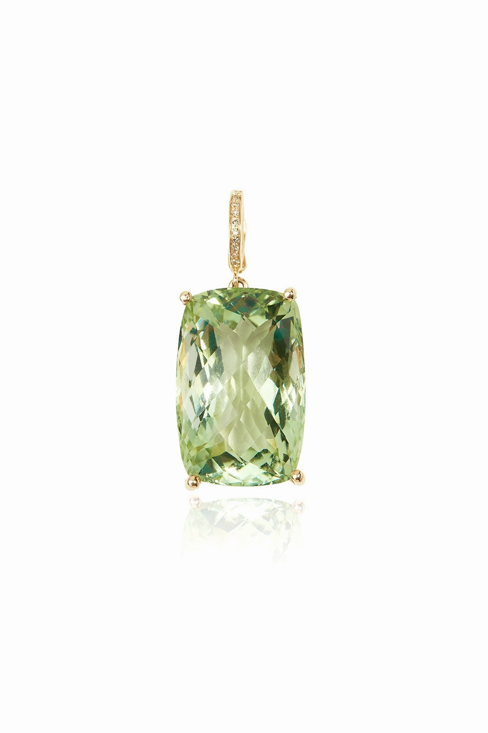 Large Diamond Green Amethyst Pendant In Yellow Gold Clearance Event Today