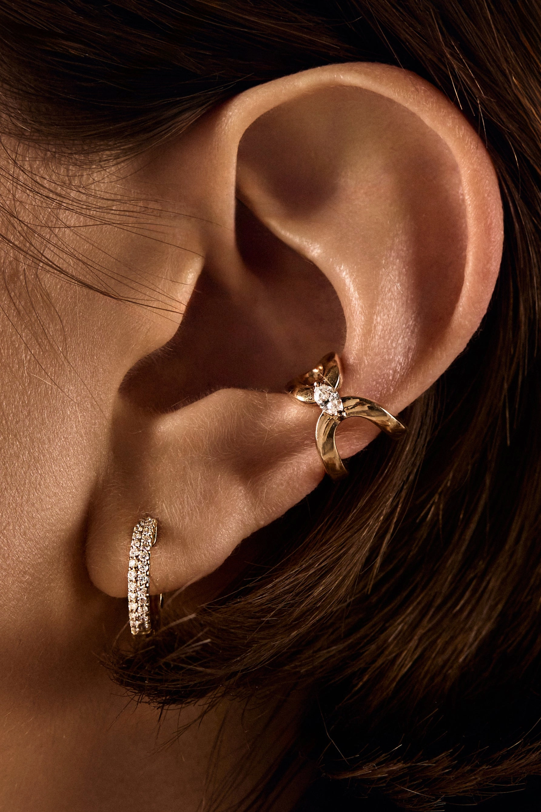 Clearance Event Today Weekend Specials Abbraccio Diamond Ear Cuff In 18K Gold
