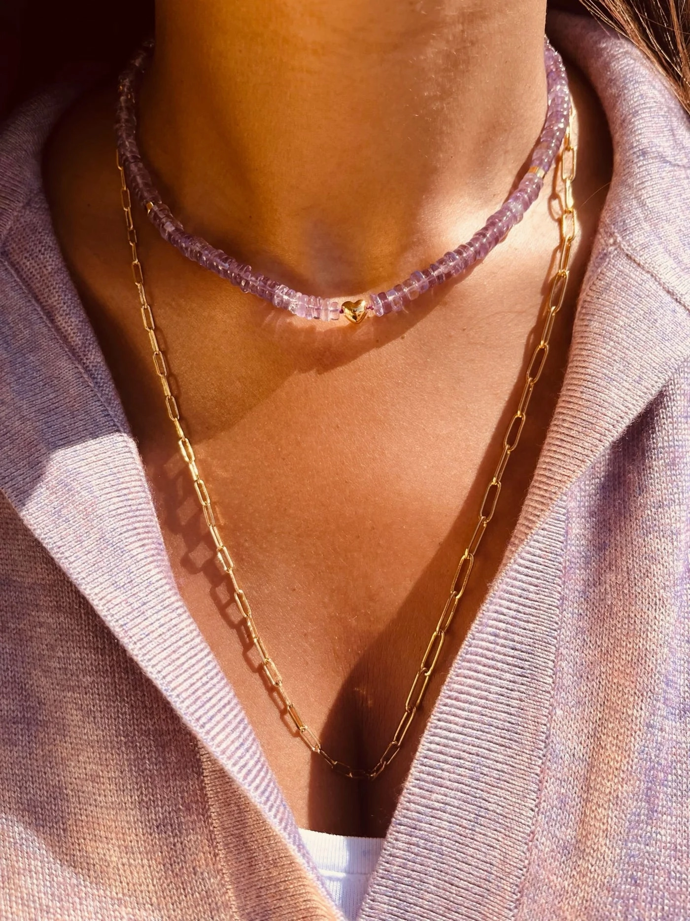 Shop & Grab Now Bon Bon Amethyst Necklace With Gold Heart