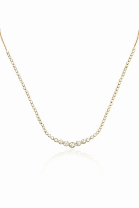 Clearance Sale Now Large Diamond Tennis Necklace In Yellow Gold