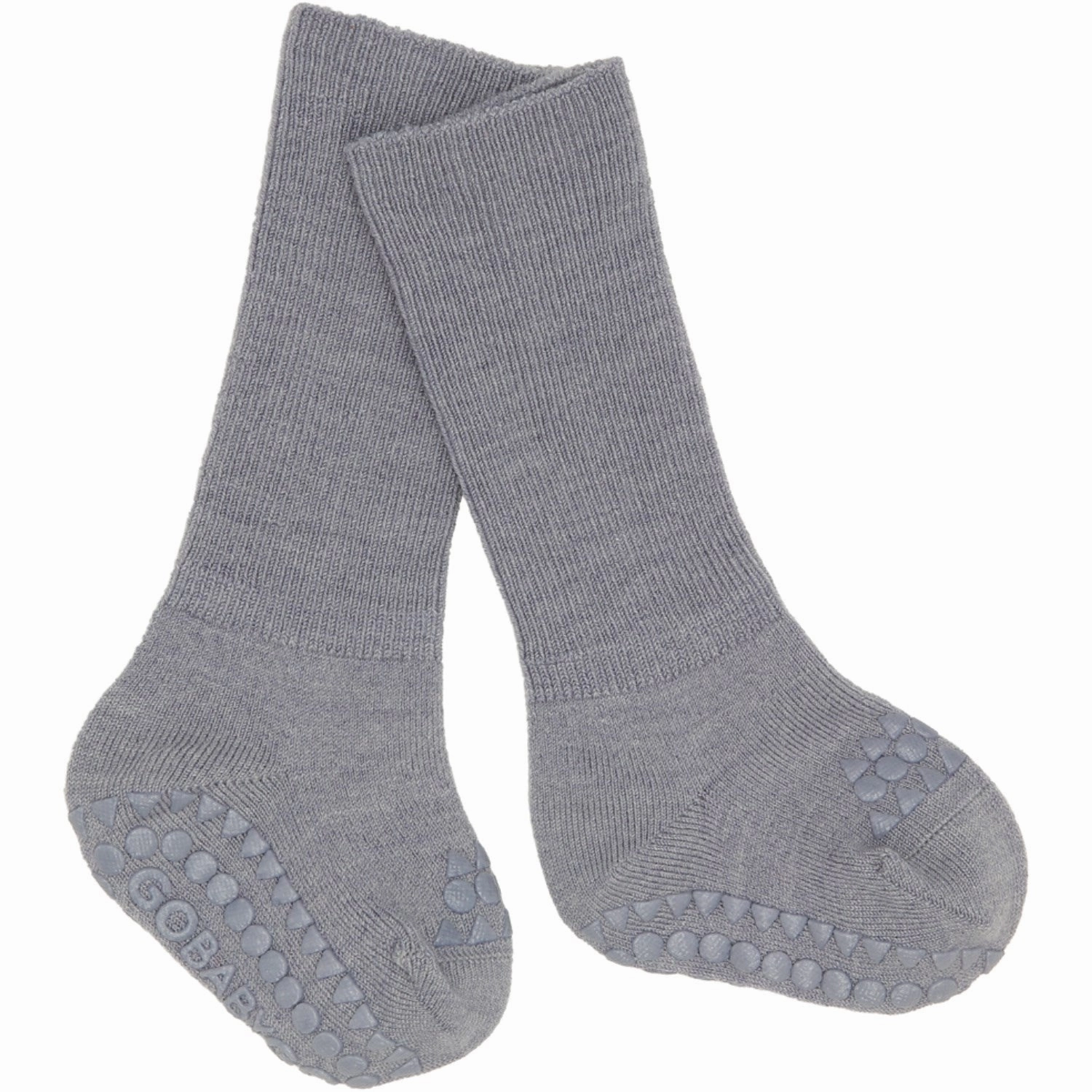Price Slash Today Gobabygo Grey Melange Non-Slip Socks In Merino Wool