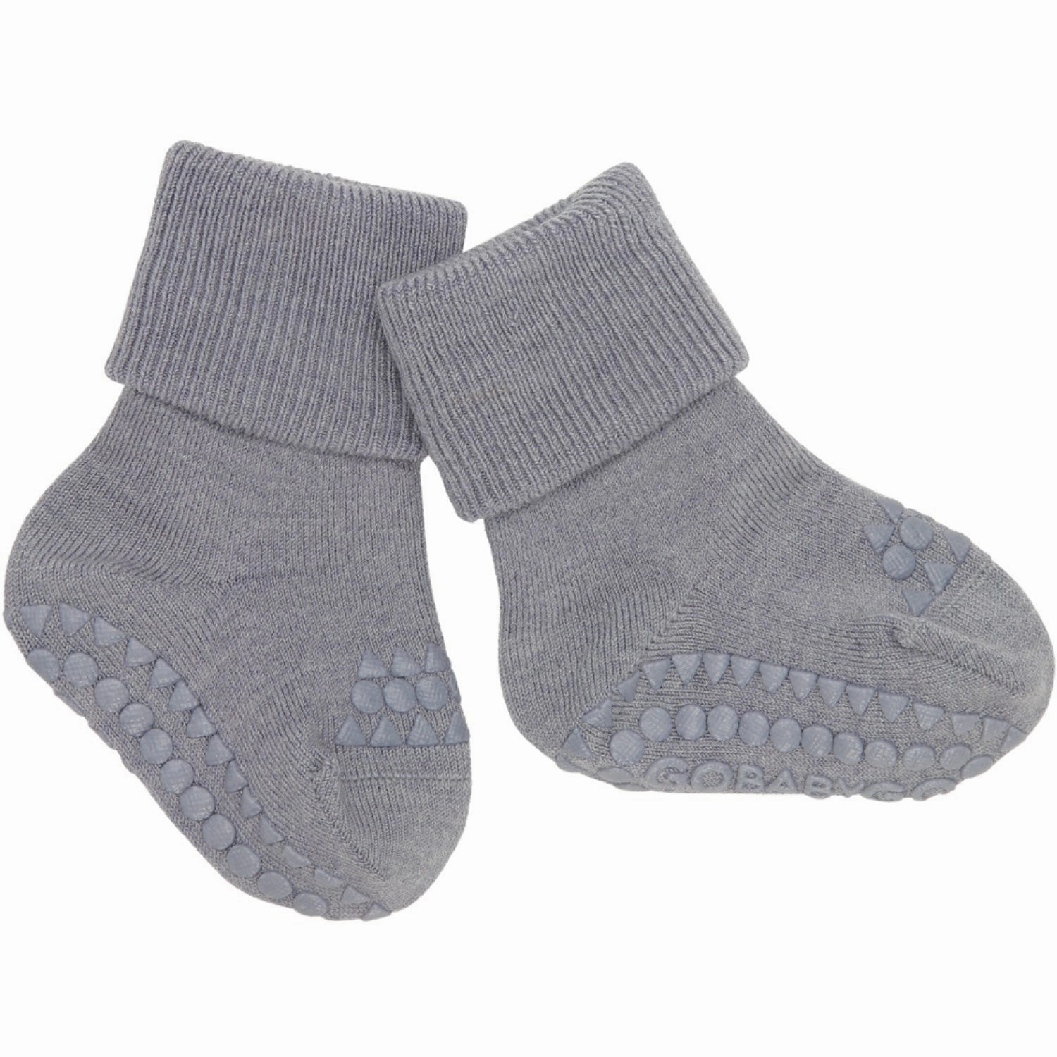 Dont Wait! Save Weekend Sale Special Gobabygo Grey Melange Non-Slip Socks In Merino Wool