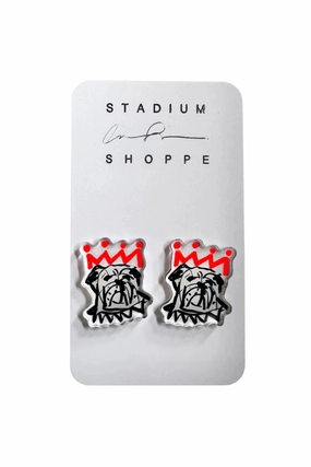 Red X Black Bulldog Gameday Earrings Big Hot Sale