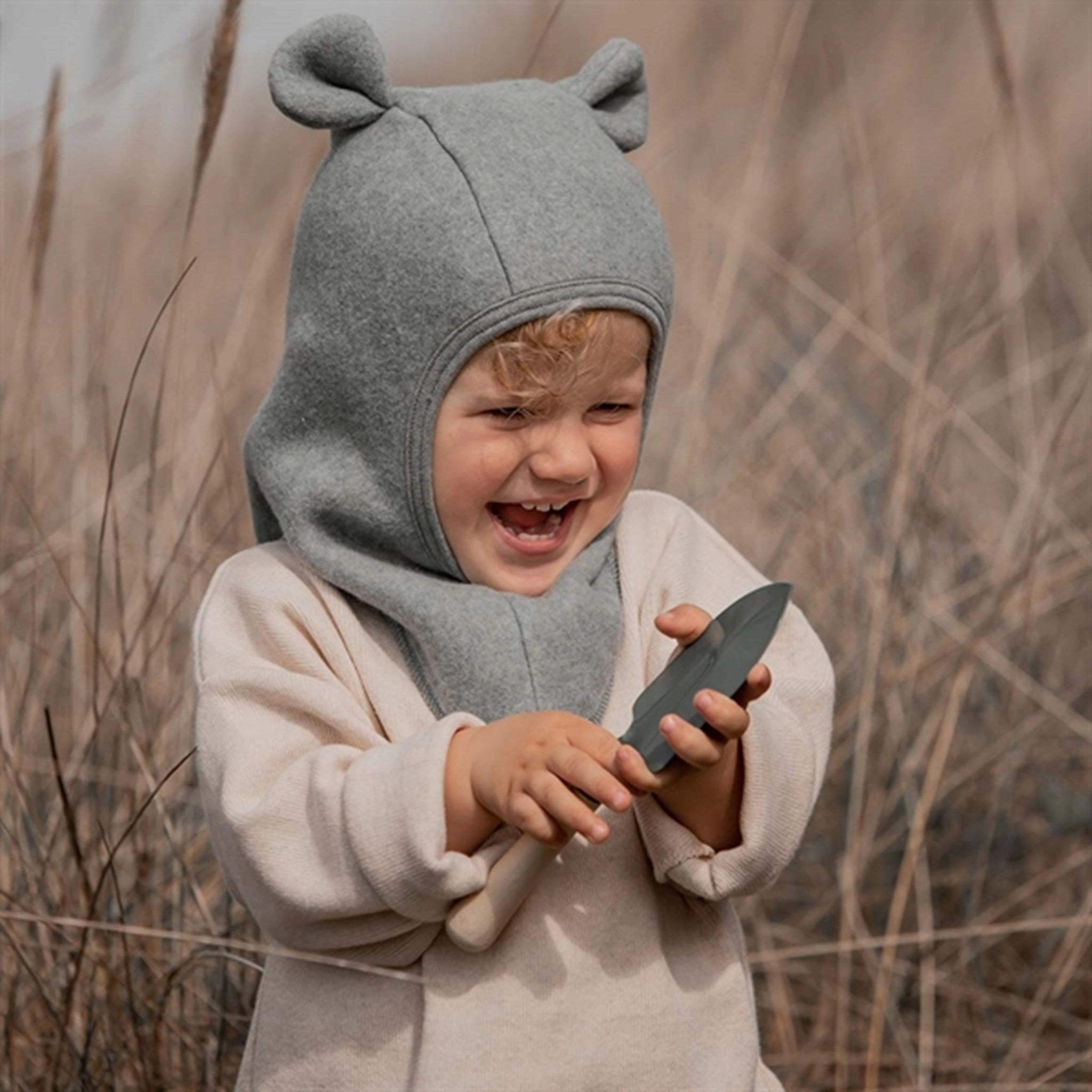 Huttelihut Teddy Balaclava Cotton Fleece W. Ears Eucalyptus Special Online Offer