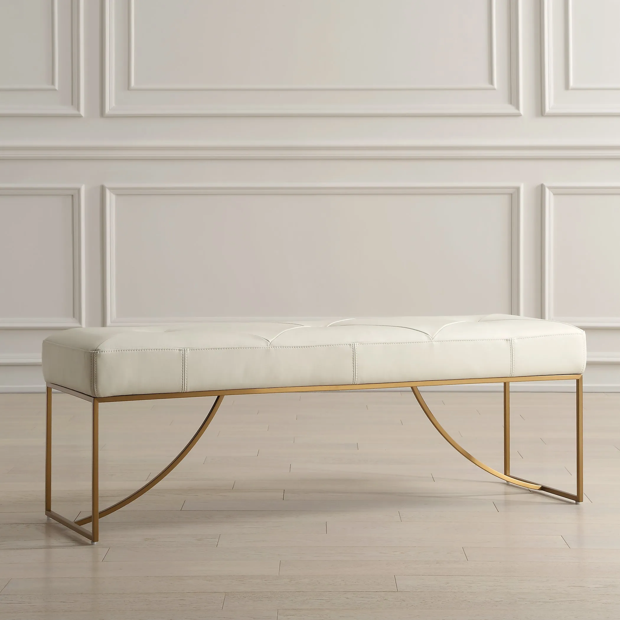 Swale Ivory Leather Bench
