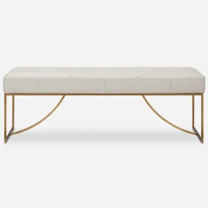 Swale Ivory Leather Bench
