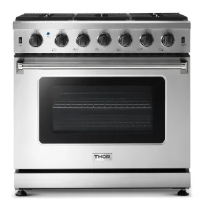 Thor 36" Professional Stainless Steel Gas Range - Stainless - LRG3601U