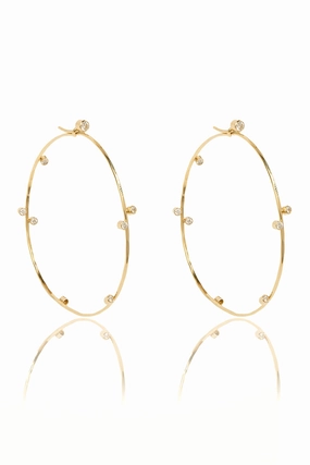 Best Seller Discount Save More Online Tiara Diamond Hoops In Yellow Gold