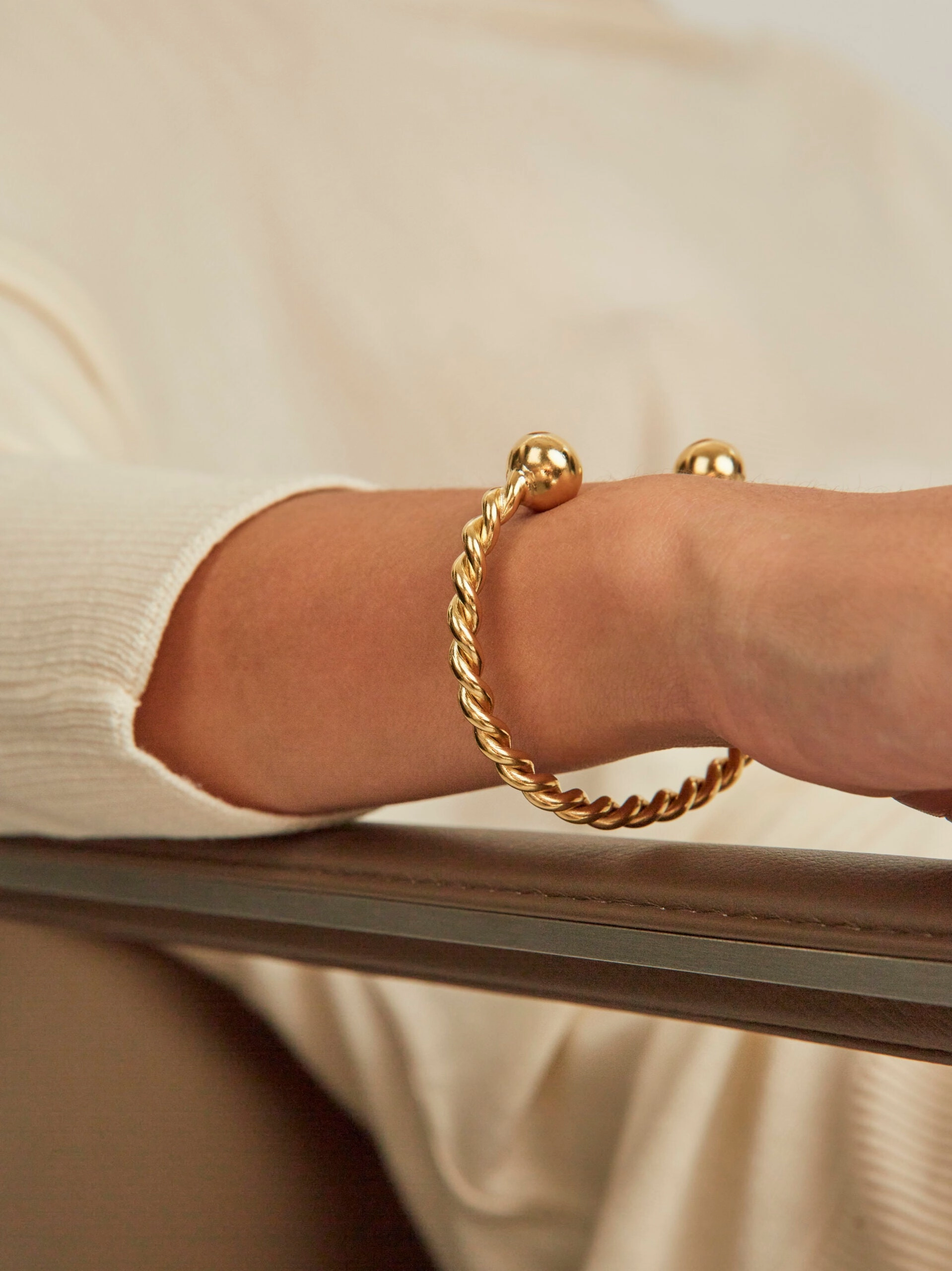 Trending Now Offer Tilly Sveaas Gold Roped Torque Bracelet