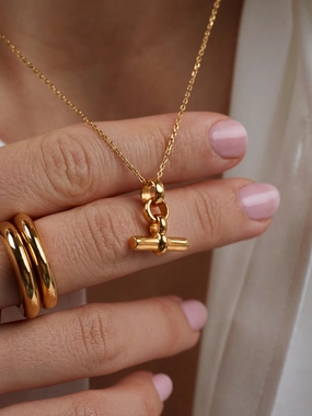Tilly Sveaas Mini Gold T Bar Necklace On Trace Chain Trendy Picks Today Flash Sale Now