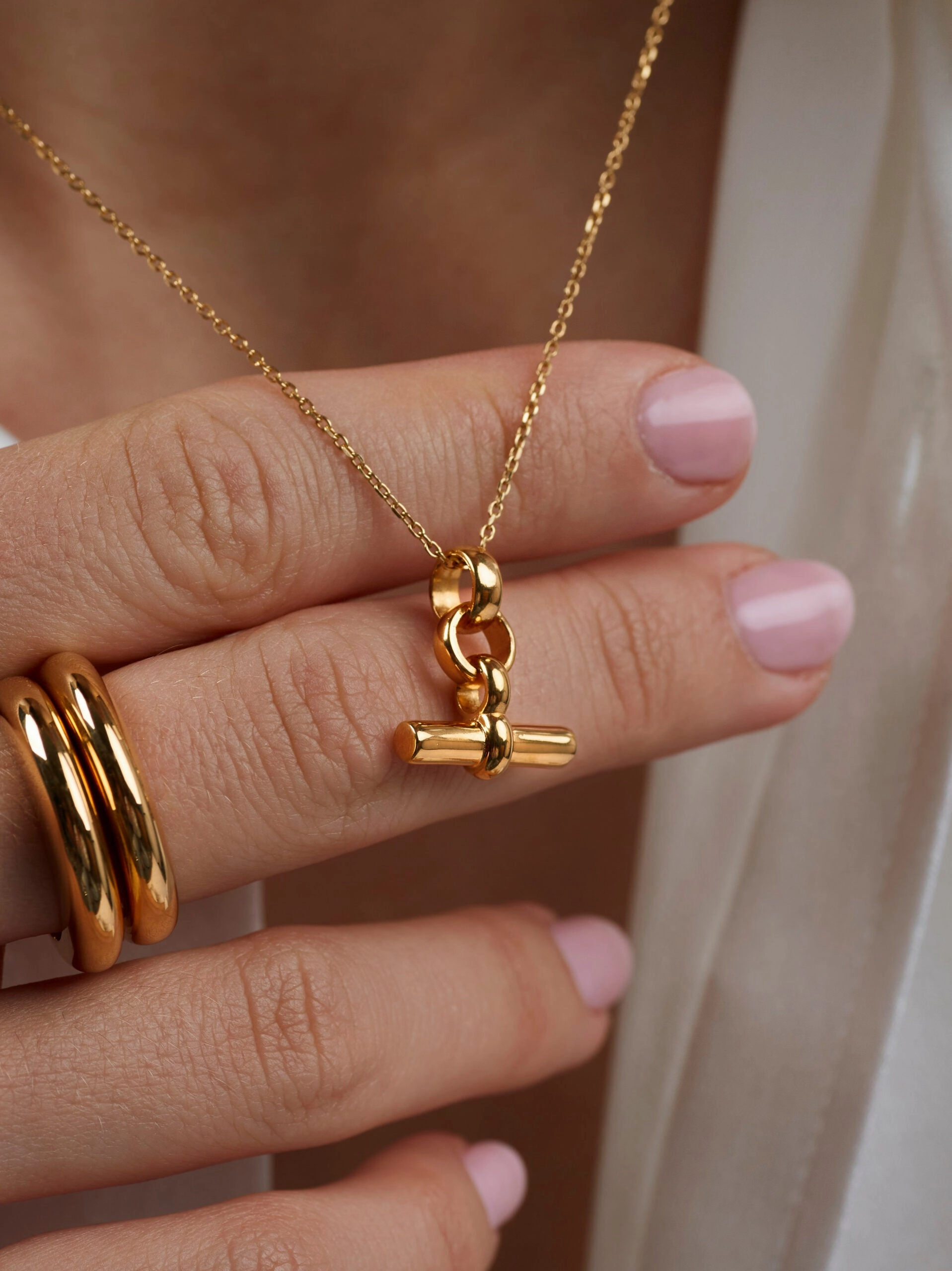 Tilly Sveaas Mini Gold T Bar Necklace On Trace Chain Trendy Picks Today Flash Sale Now