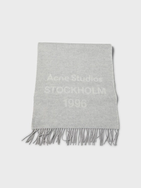 Must-Shop Sale Sale Ending Soon Logo Wool Scarf In Light Grey Melange And White