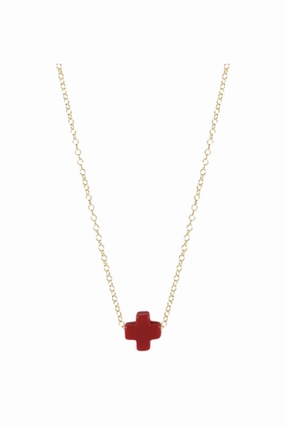 16" Necklace Gold - Signature Cross Red Trending Hot Deal Online Exclusive Offer