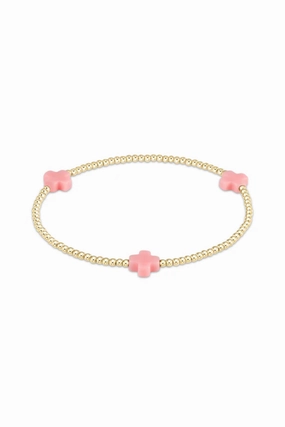 Hot Sale Alert Sweet Deal Today Signature Cross Gold Pattern 2Mm Bead Bracelet - Pink