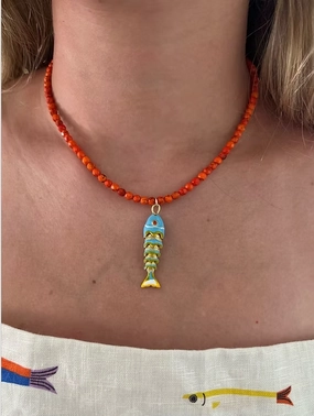 Price Drop Today Liv James - Orange Fish Necklace