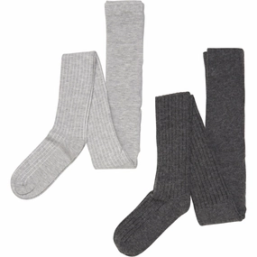Minymo Grey Melange Wool Tights Rib 2-Pack Shop Today & Save Best Deal Today