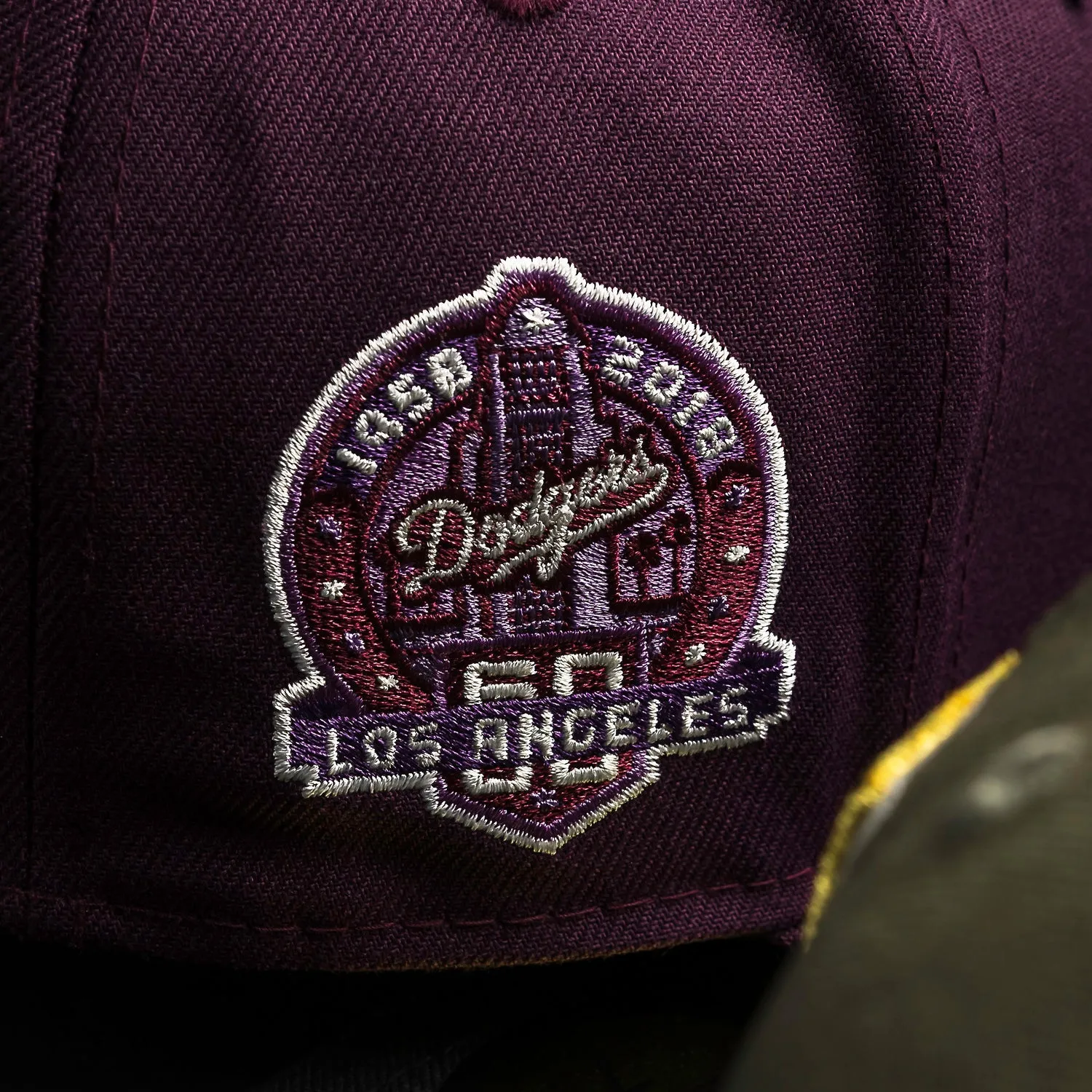 New Era 59Fifty Mlb 60Th Anniversary Los Angeles Dodgers Plum / Gray Uv Fitted Cap Limited Stock Hot Deal