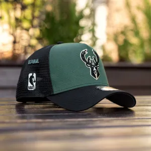 New Era 9Forty A-Frame Mlb Milwaukee Bucks Pine Green / Gray Uv Trucker Save More Online
