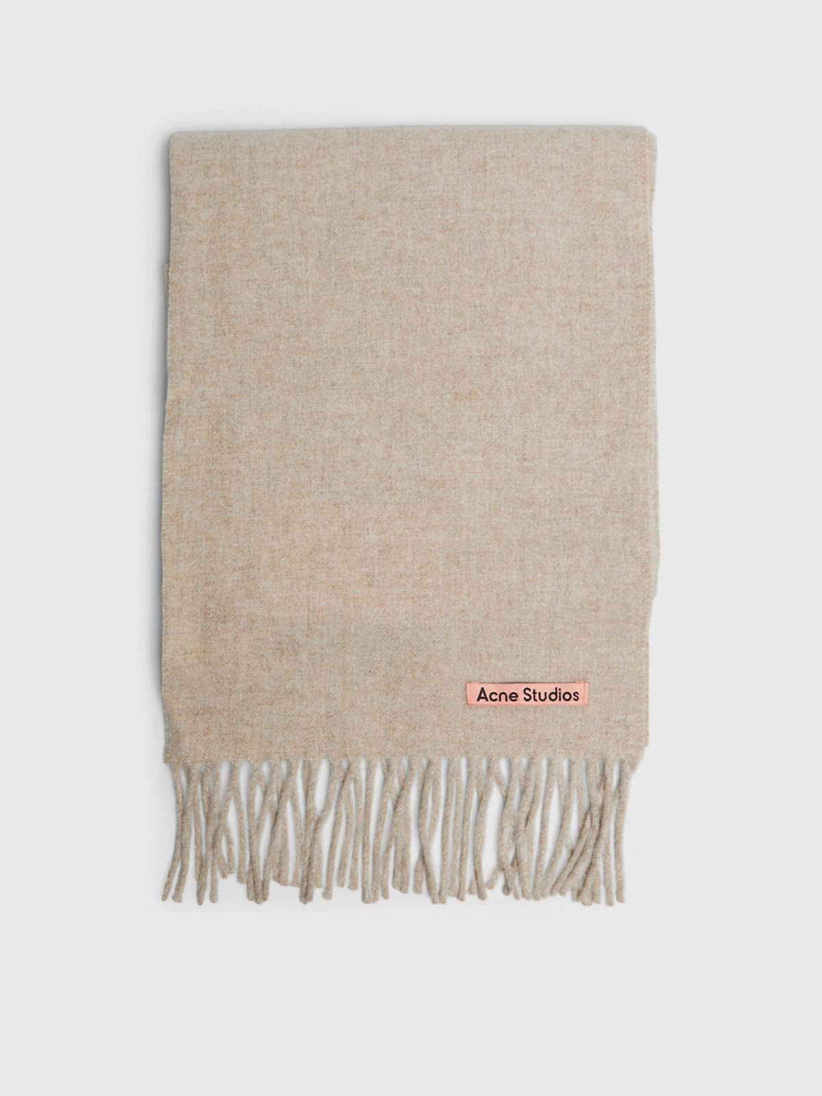 Skinny Fringe Wool Scarf In Oatmeal Melange Flash Deal Today